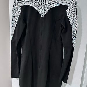 Black beautiful mini dress with rhinestone details